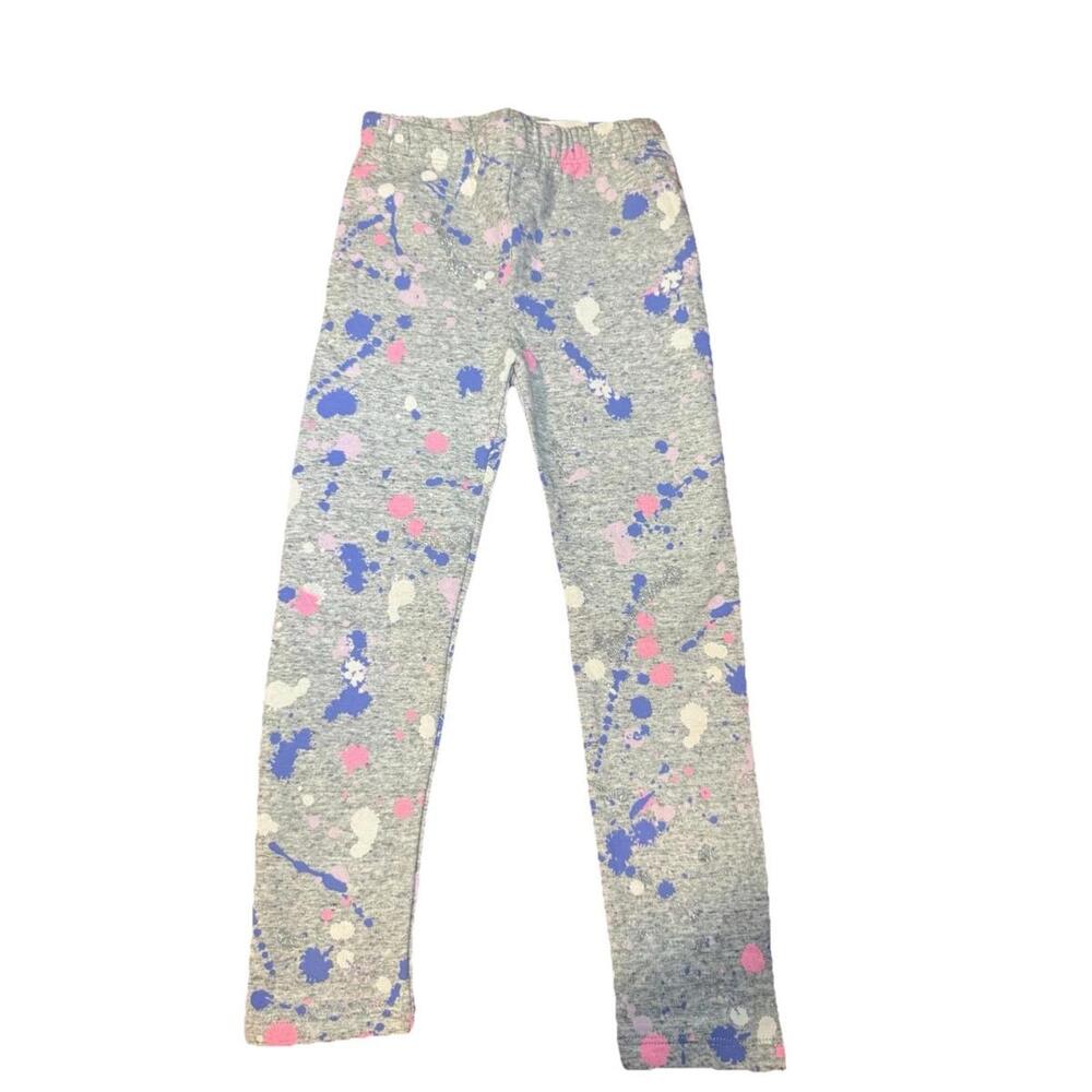Gap Girls Ankle Leggings 5 YRS Gray Pink Blue Splatter Print Stretch Colorful